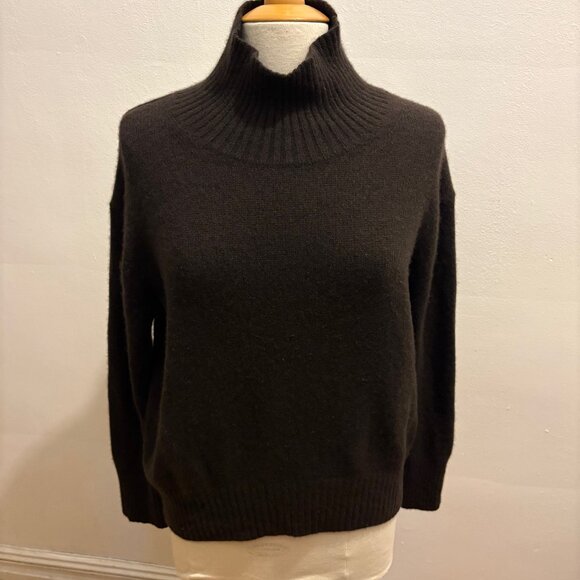 Banana Republic Brushed Cashmere Mock-Neck Sweater in Chocolate Brown - Picture 2 of 8
